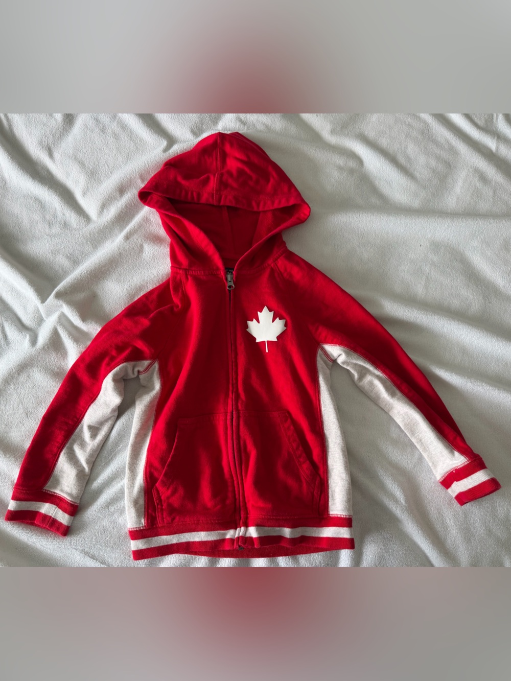 OshKosh B'gosh Red Zip Hoodie with White Maple Graphic